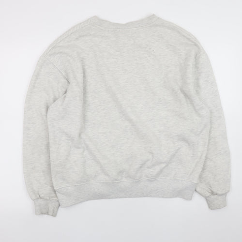 Pull & Bear Women Grey Sacramento Graphic Pullover Sweatshirt M