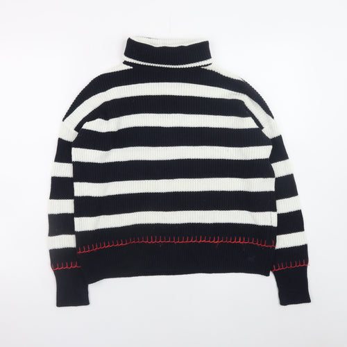 Crew Clothing Company Womens Navy Stripe Roll Neck Jumper Size 8