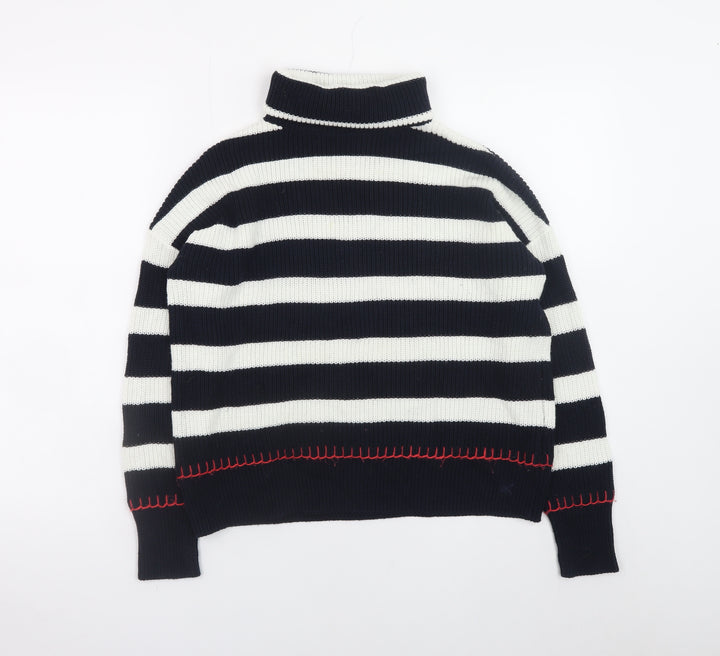 Crew Clothing Company Womens Navy Stripe Roll Neck Jumper Size 8