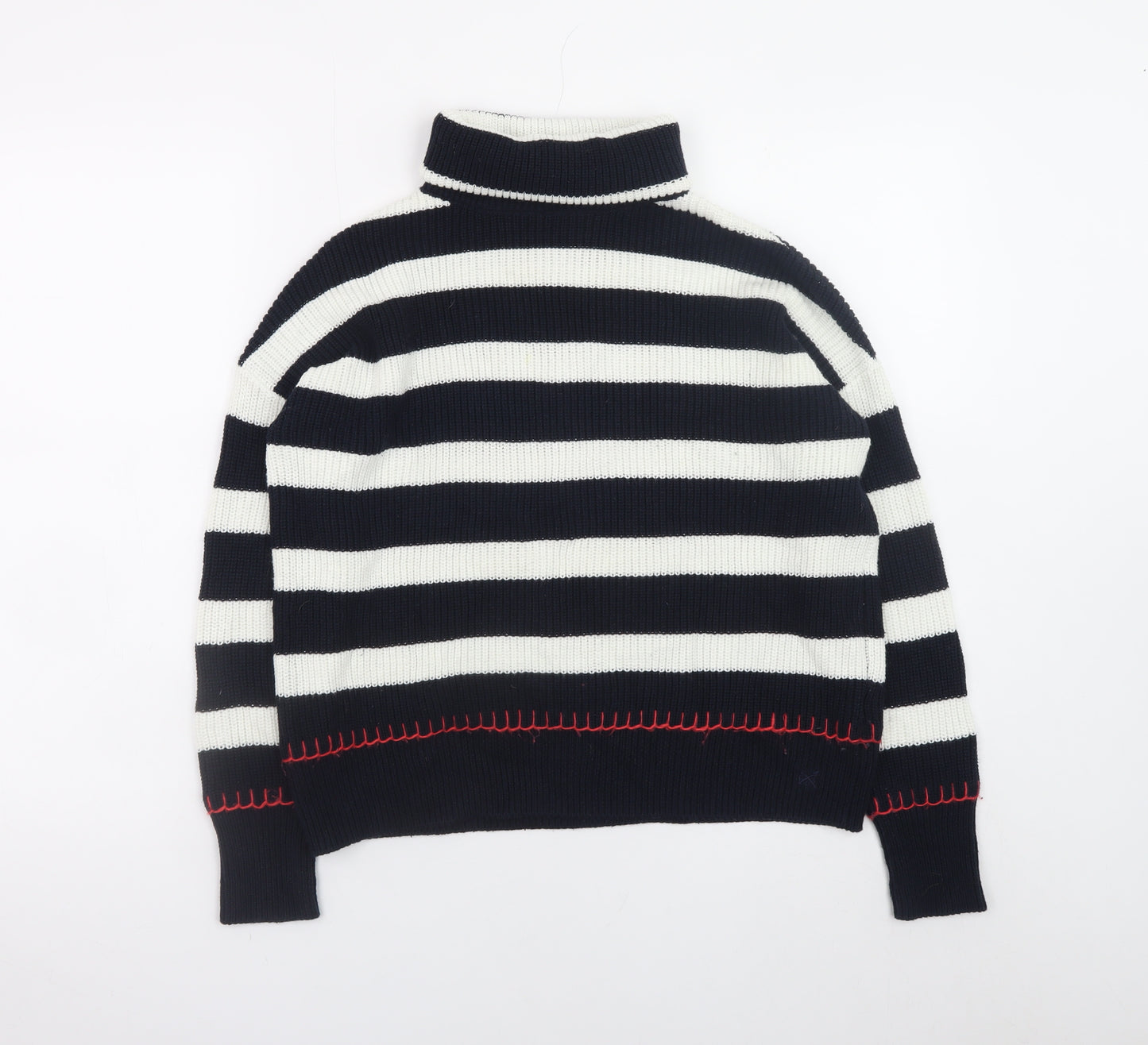 Crew Clothing Company Womens Navy Stripe Roll Neck Jumper Size 8