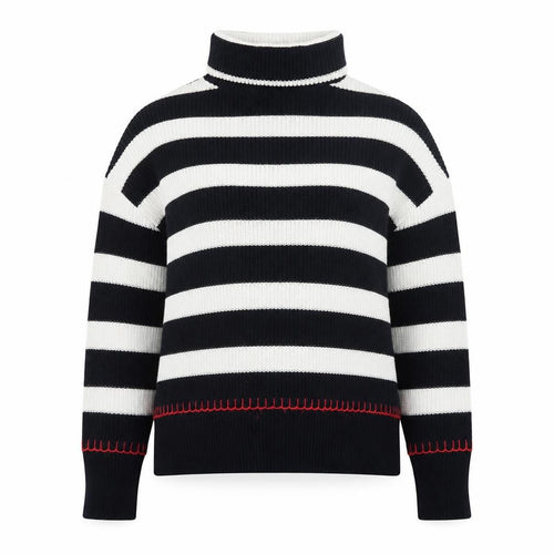 Crew Clothing Company Womens Navy Stripe Roll Neck Jumper Size 8