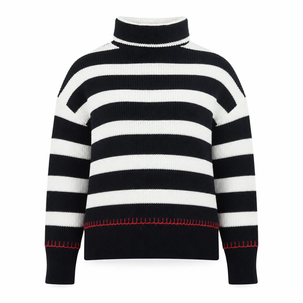 Crew Clothing Company Womens Navy Stripe Roll Neck Jumper Size 8