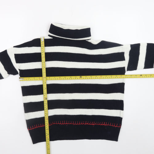 Crew Clothing Company Womens Navy Stripe Roll Neck Jumper Size 8