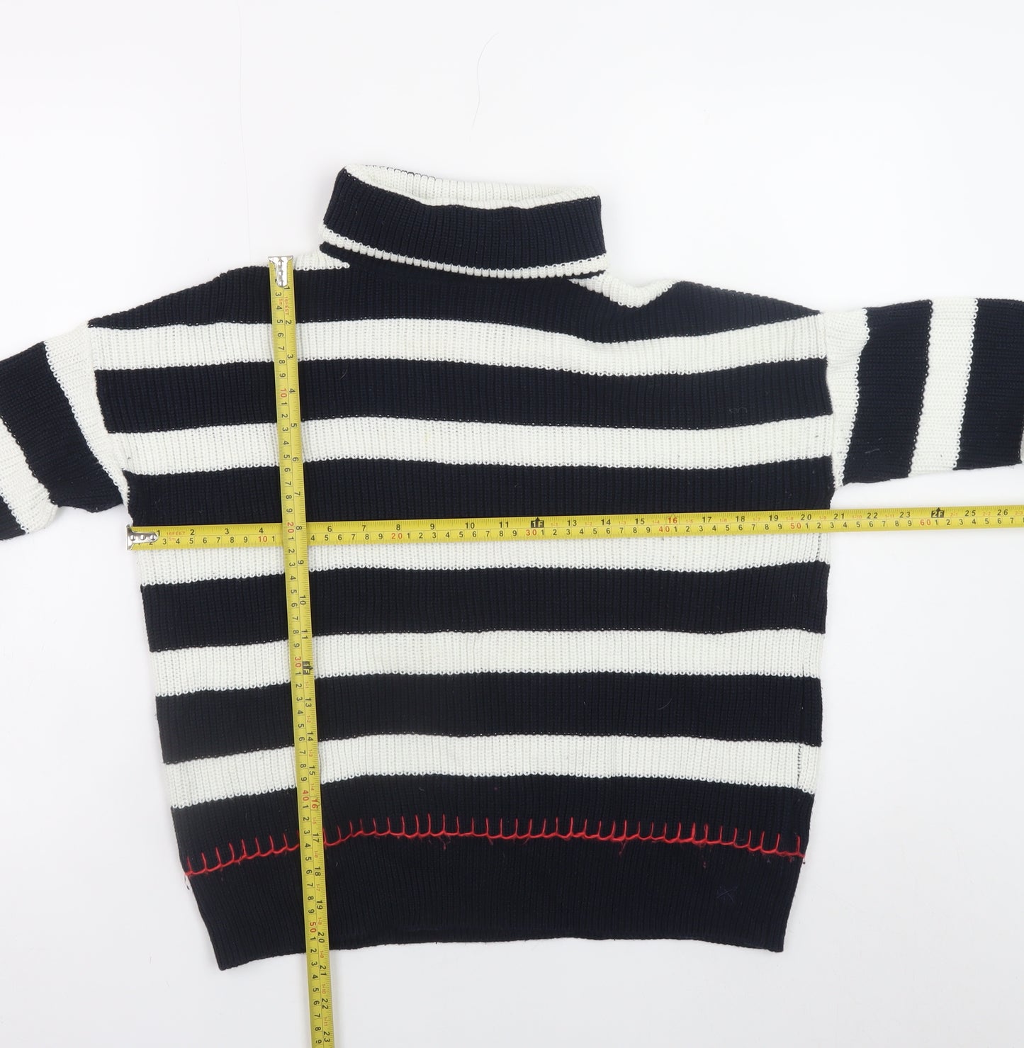 Crew Clothing Company Womens Navy Stripe Roll Neck Jumper Size 8