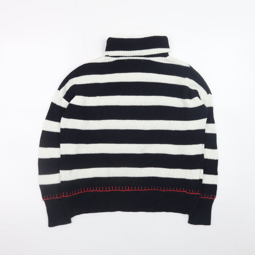 Crew Clothing Company Womens Navy Stripe Roll Neck Jumper Size 8