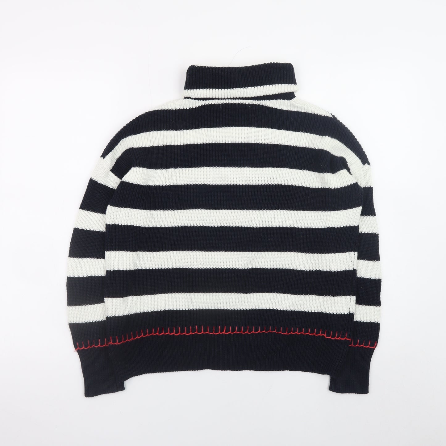 Crew Clothing Company Womens Navy Stripe Roll Neck Jumper Size 8