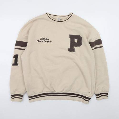 Pull & Bear Teens Beige College Pullover Sweatshirt M