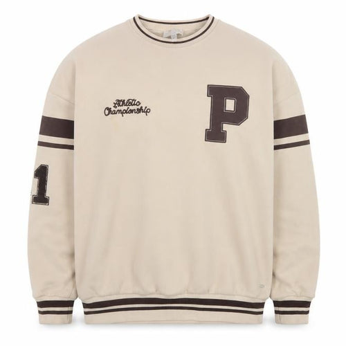 Pull&Bear Teens Beige College Pullover Sweatshirt M