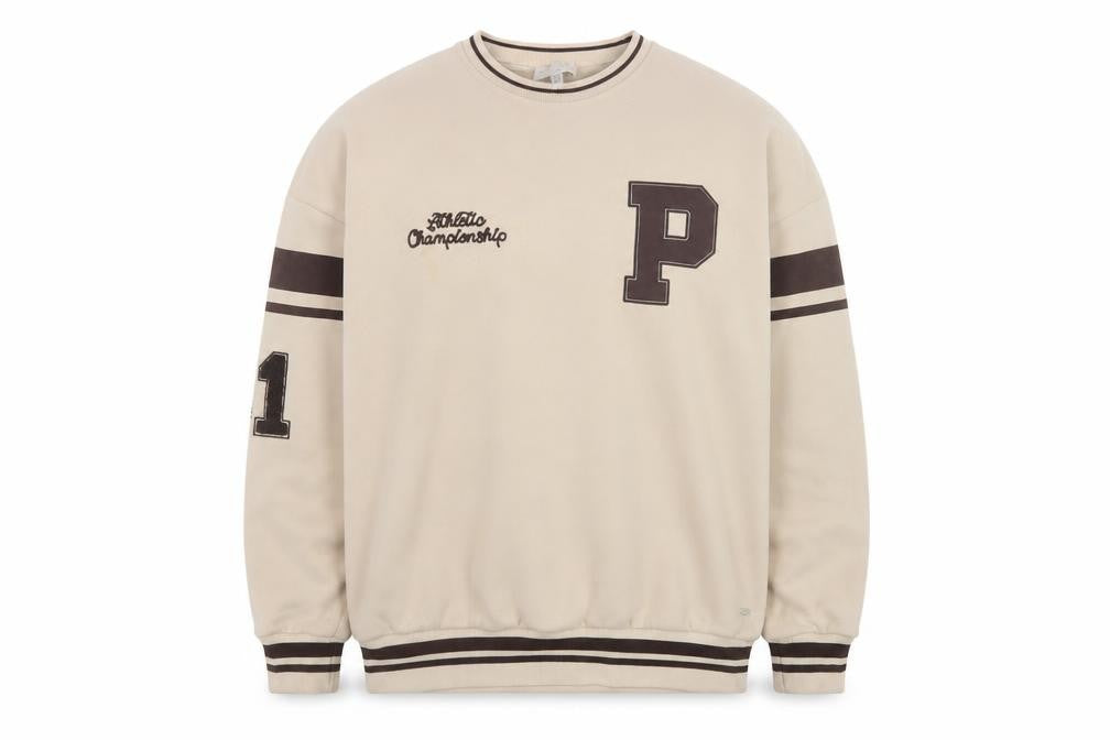 Pull&Bear Teens Beige College Pullover Sweatshirt M