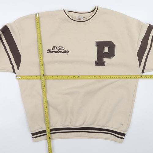 Pull & Bear Teens Beige College Pullover Sweatshirt M