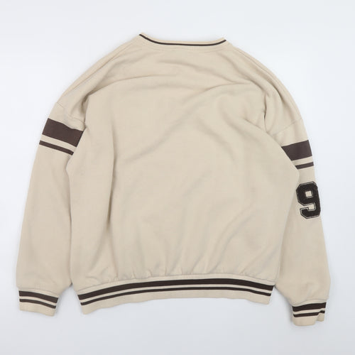 Pull & Bear Teens Beige College Pullover Sweatshirt M
