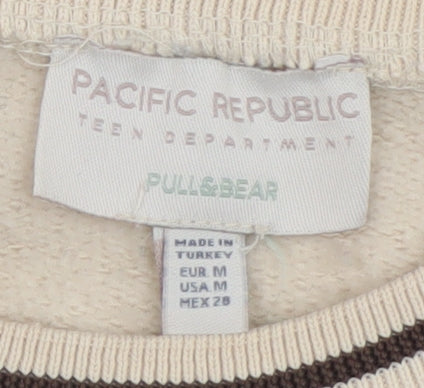 Pull & Bear Teens Beige College Pullover Sweatshirt M