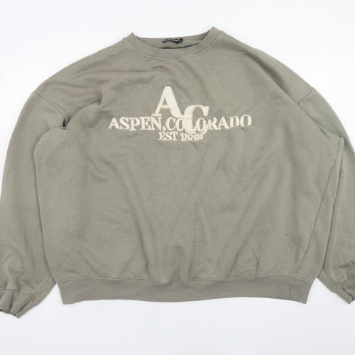 PrettyLittleThing Unisex Beige Logo Pullover Sweatshirt 3XL Relaxed Fit