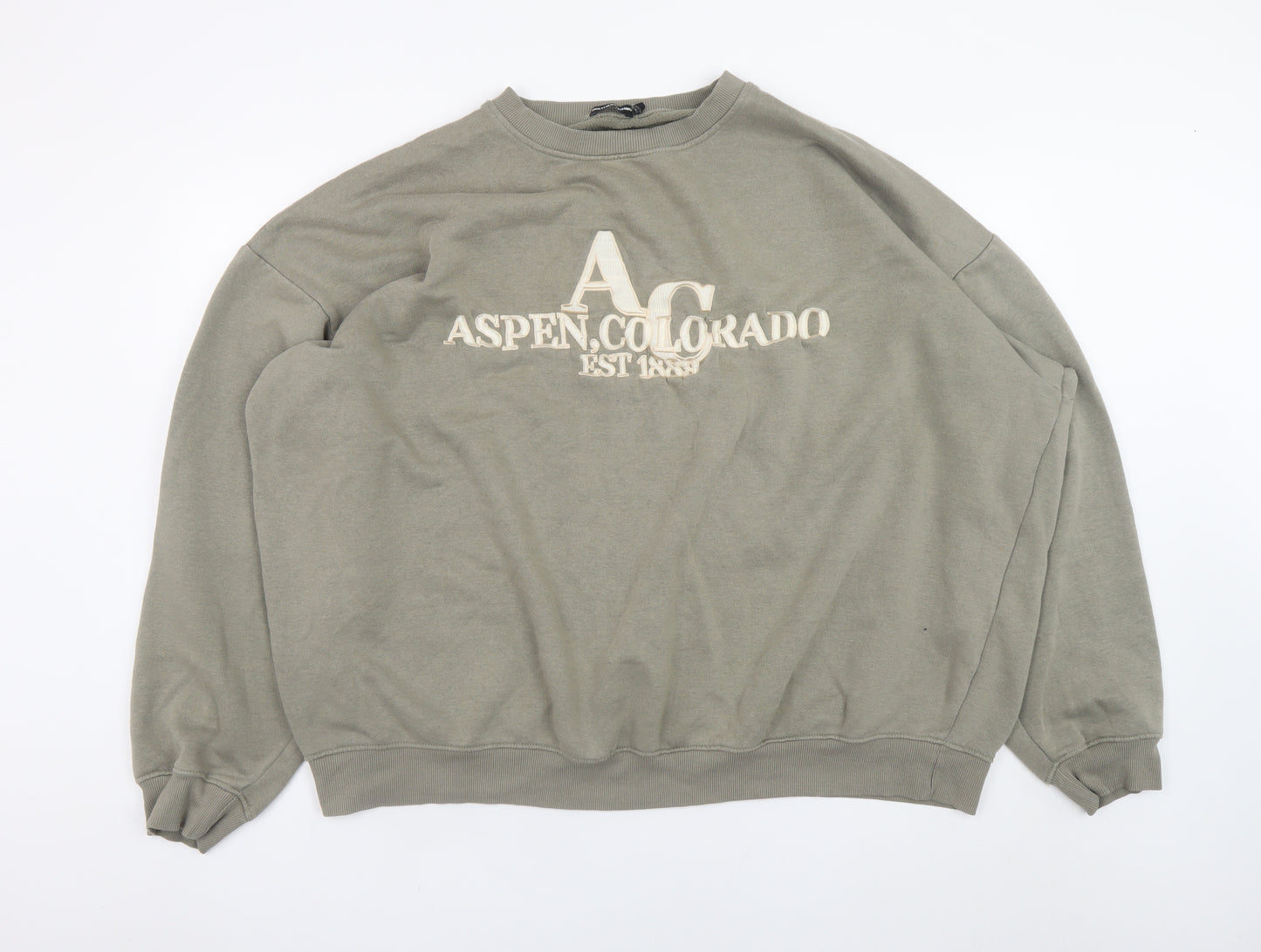 PrettyLittleThing Unisex Beige Logo Pullover Sweatshirt 3XL Relaxed Fit