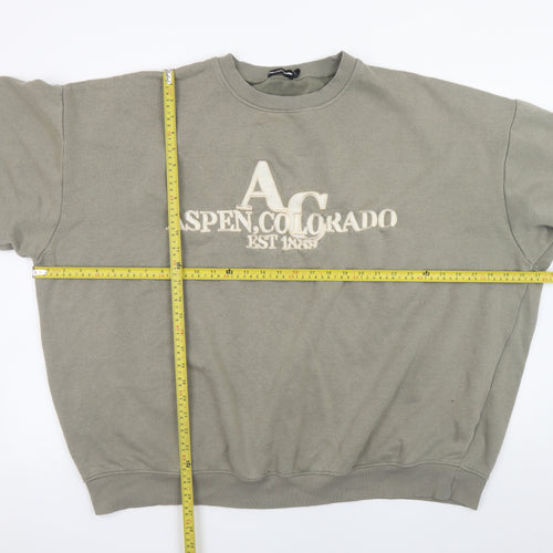 PrettyLittleThing Unisex Beige Logo Pullover Sweatshirt 3XL Relaxed Fit