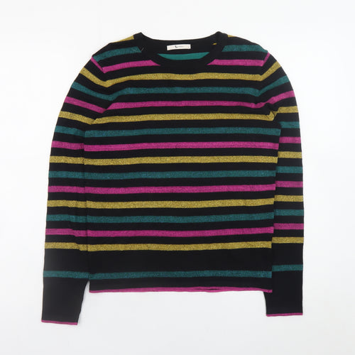 Tu Women’s Multicoloured Striped Crew Neck Knit Jumper Size 8