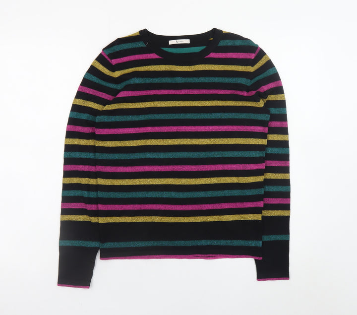 Tu Women’s Multicoloured Striped Crew Neck Knit Jumper Size 8