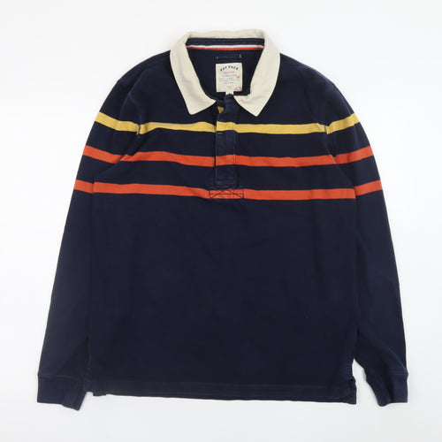 Fat Face Men's Blue Striped Rugby Long Sleeve Cotton Shirt - L