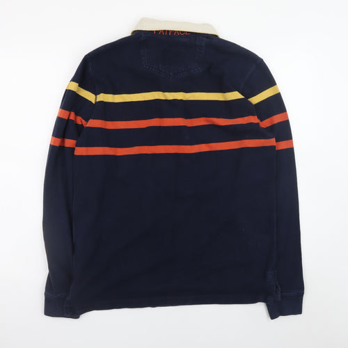 Fat Face Men's Blue Striped Rugby Long Sleeve Cotton Shirt - L