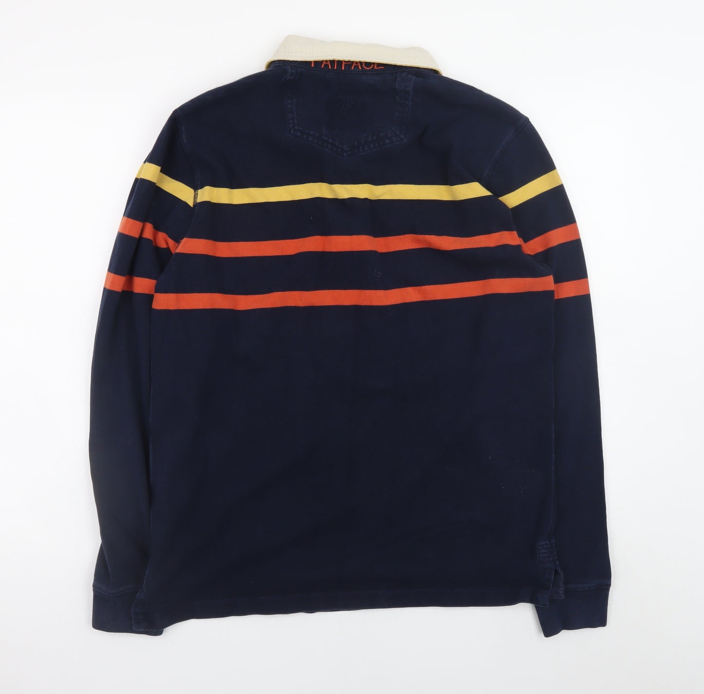 Fat Face Men's Blue Striped Rugby Long Sleeve Cotton Shirt - L