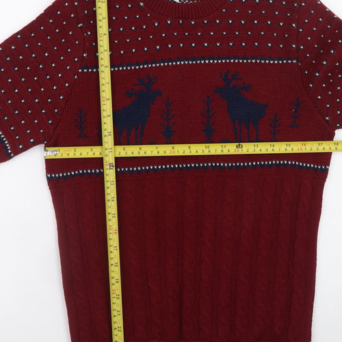 Topman Men's Red Cable-Knit Christmas Jumper Size S
