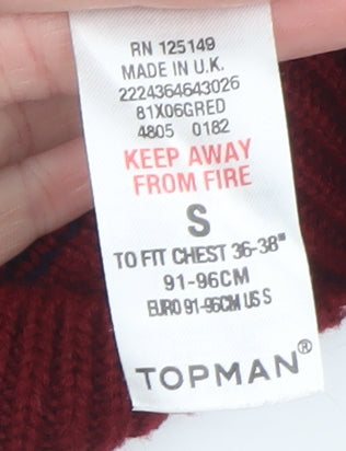 Topman Men's Red Cable-Knit Christmas Jumper Size S