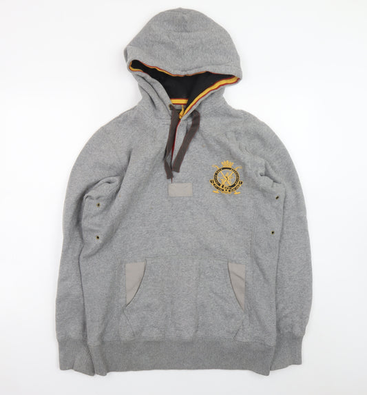 Joules Men's Grey Embroidered Polo Sport Pullover Hoodie M