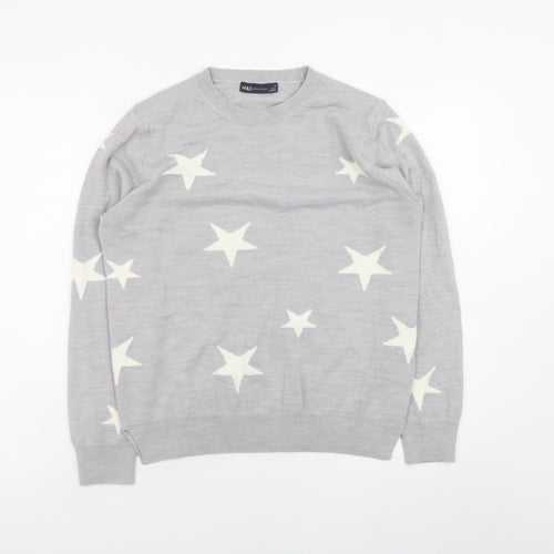 Marks and Spencer Women Grey Star Knit Jumper Size 12