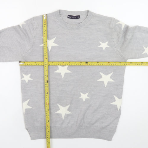 Marks and Spencer Women Grey Star Knit Jumper Size 12