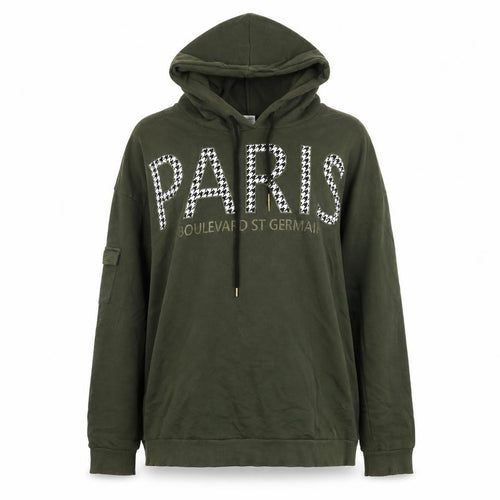 Select Women Khaki Pullover Hoodie UK 16 Paris Graphic Long Sleeve