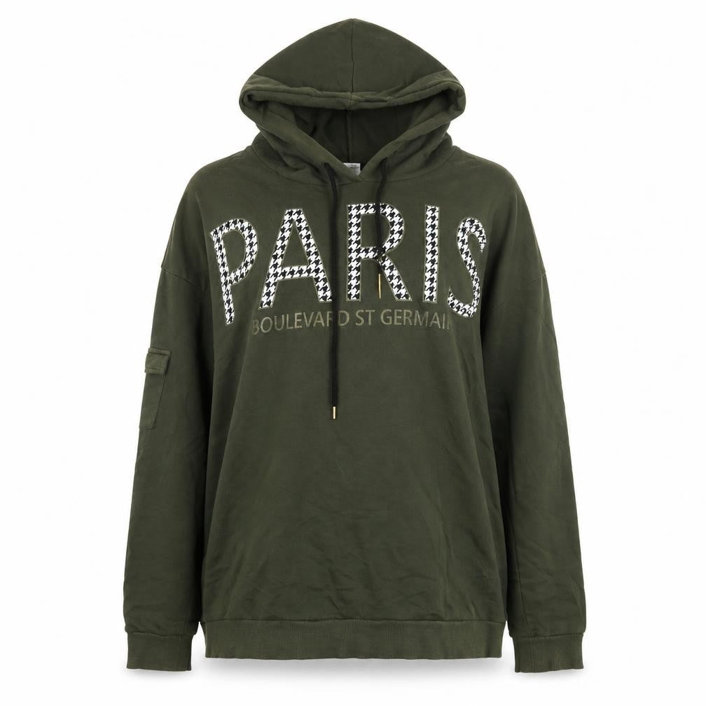 Select Women Khaki Pullover Hoodie UK 16 Paris Graphic Long Sleeve