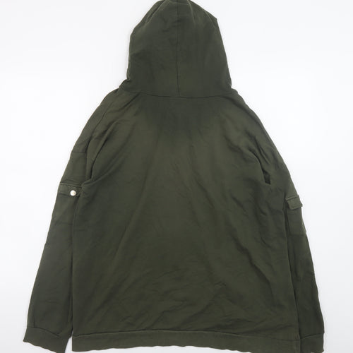 Select Women Khaki Pullover Hoodie UK 16 Paris Graphic Long Sleeve