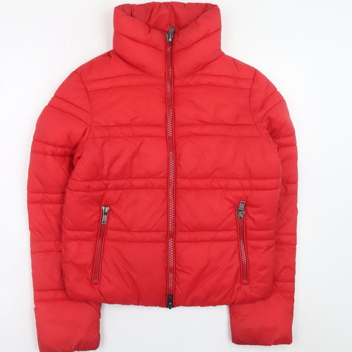 SH Collection Women's Red Puffer Jacket Size S Quilted Zip Winter Coat