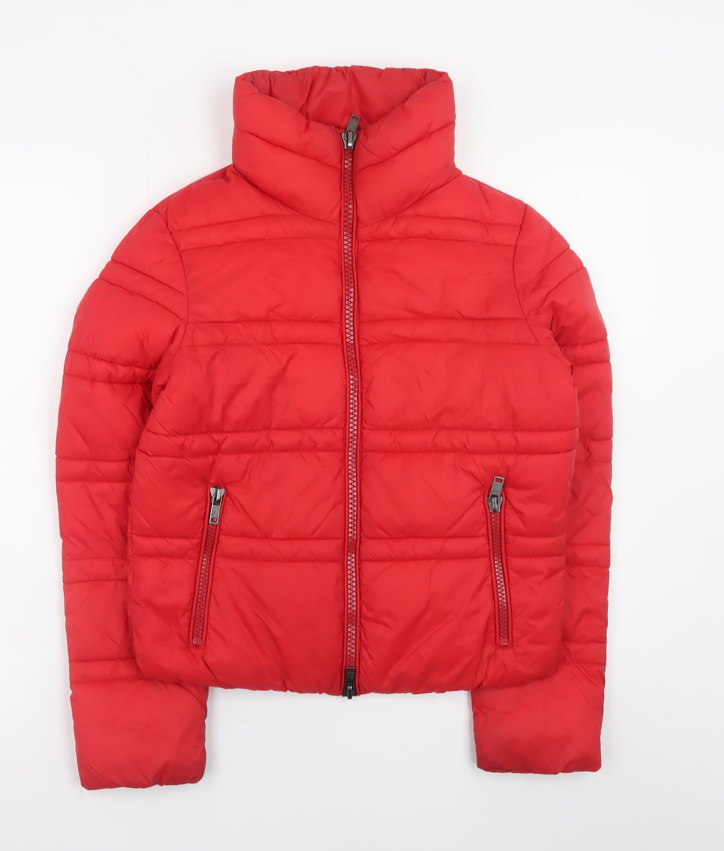 SH Collection Women's Red Puffer Jacket Size S Quilted Zip Winter Coat