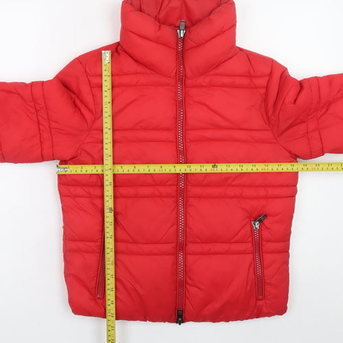 SH Collection Women's Red Puffer Jacket Size S Quilted Zip Winter Coat