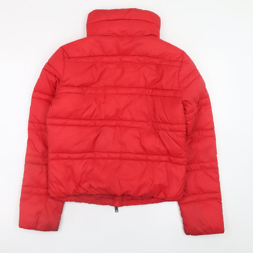 SH Collection Women's Red Puffer Jacket Size S Quilted Zip Winter Coat