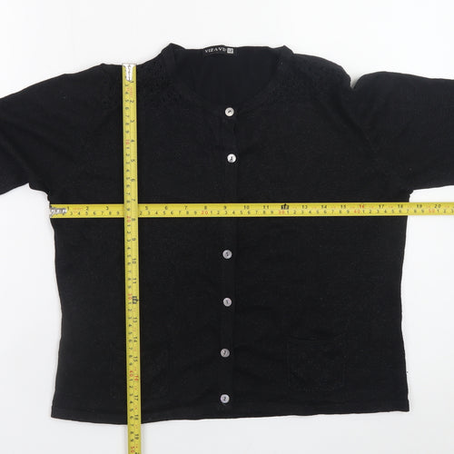 VIZ-A-VIZ Women's Black Metallic Knit Cardigan Size 12