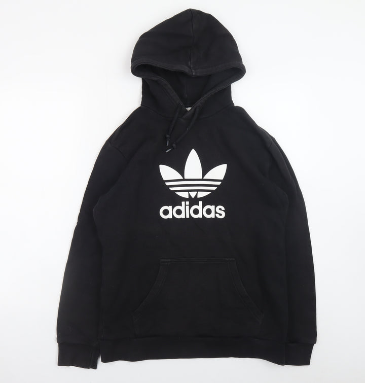 Adidas Men's Black Pullover Hoodie M Sports Logo Fleece Sweatshirt