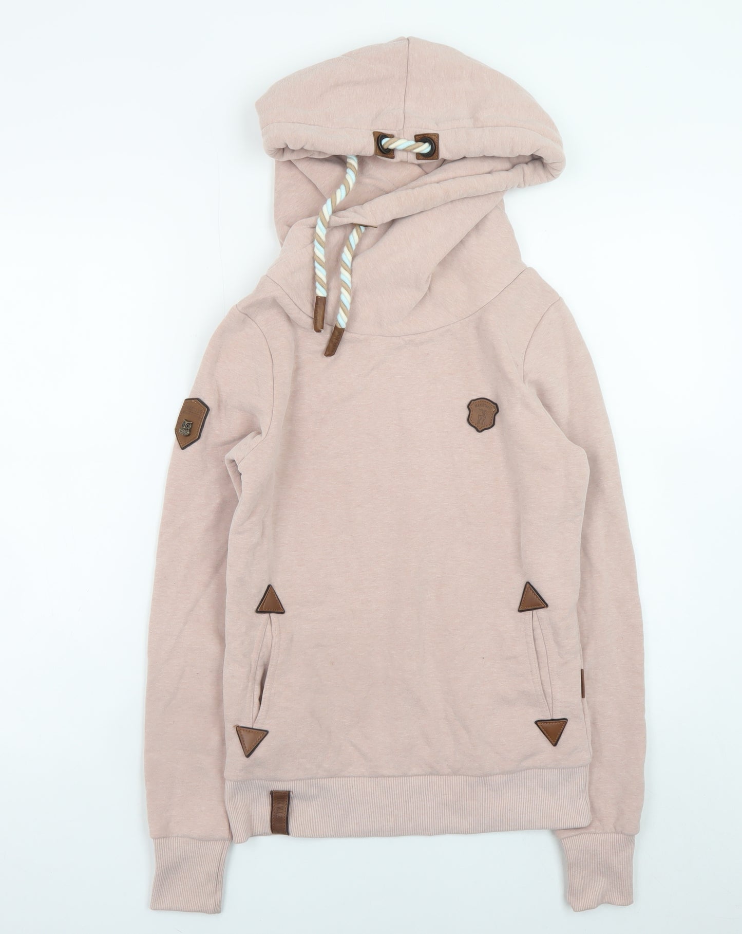 Naketano Womens Beige Hooded Pullover Sweatshirt Size S Cotton Blend