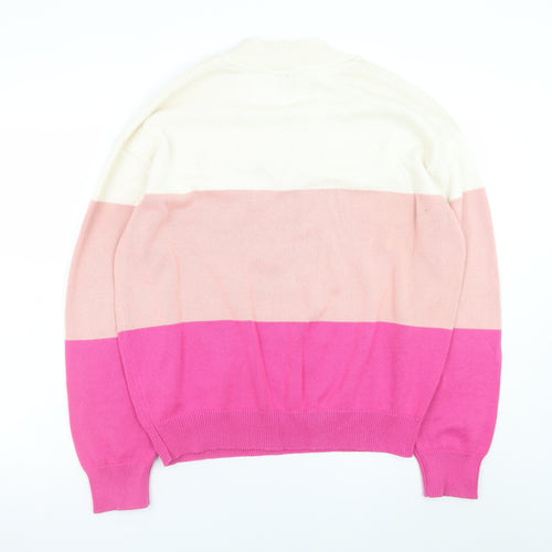 U.S. Polo Assn. Men’s Silver Pink 2XL V-Neck Striped Pullover Jumper