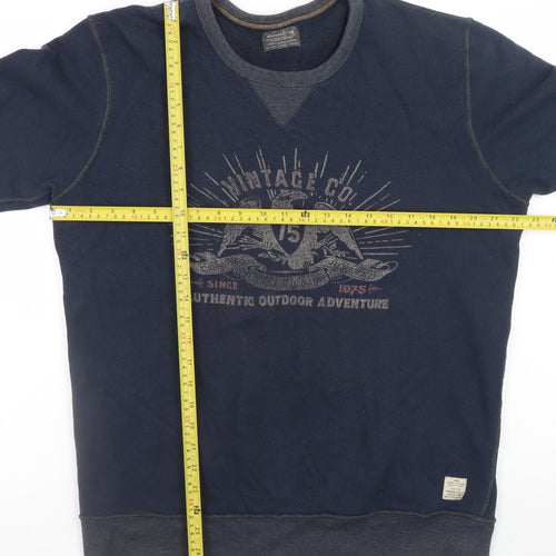 Jack & Jones Men's Blue Large Pullover Sweatshirt Vintage Graphic