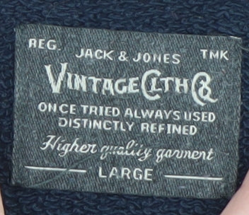 Jack & Jones Men's Blue Large Pullover Sweatshirt Vintage Graphic