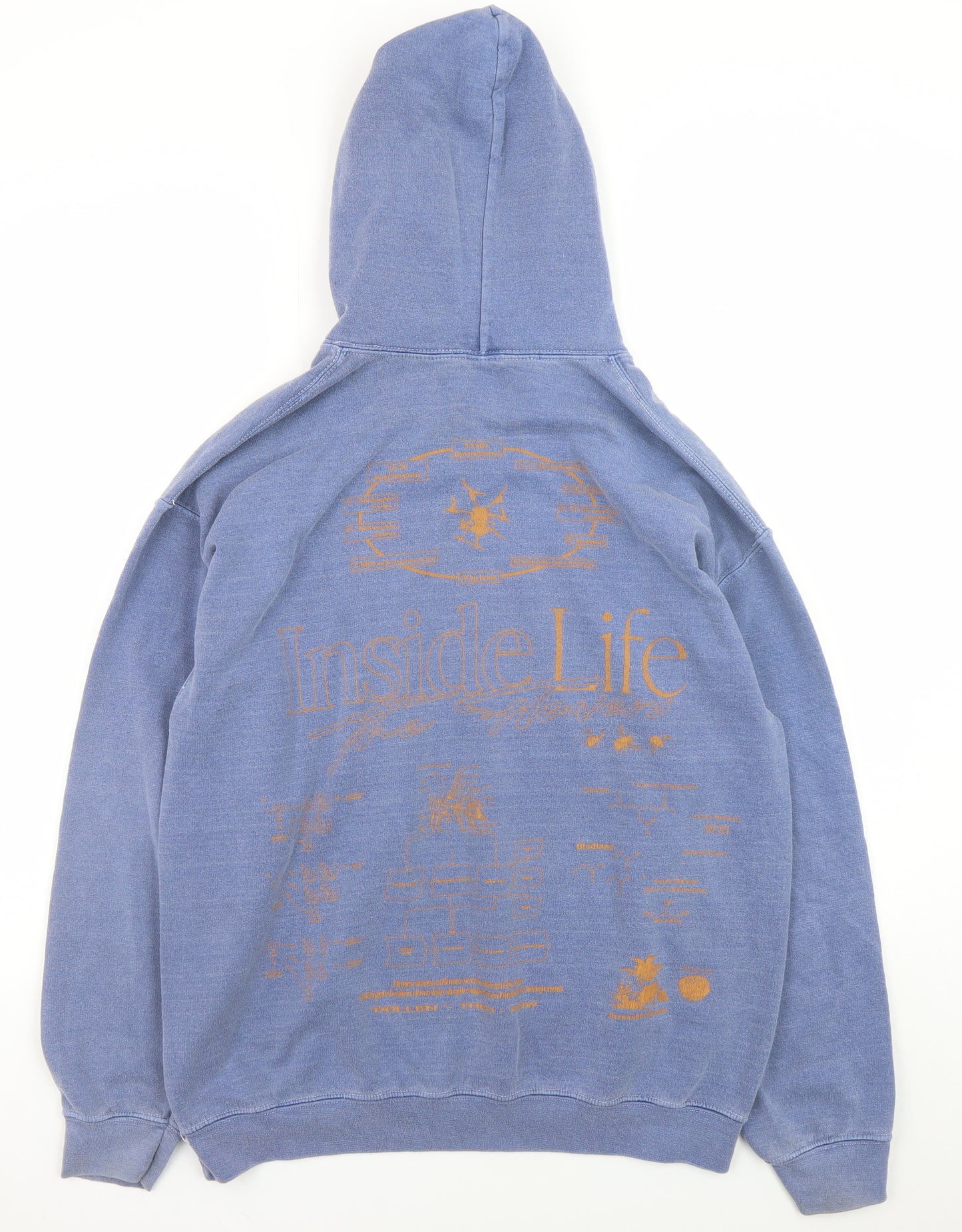 Urban Outfitters Men's Blue Pullover Hoodie Size S Graphic Print