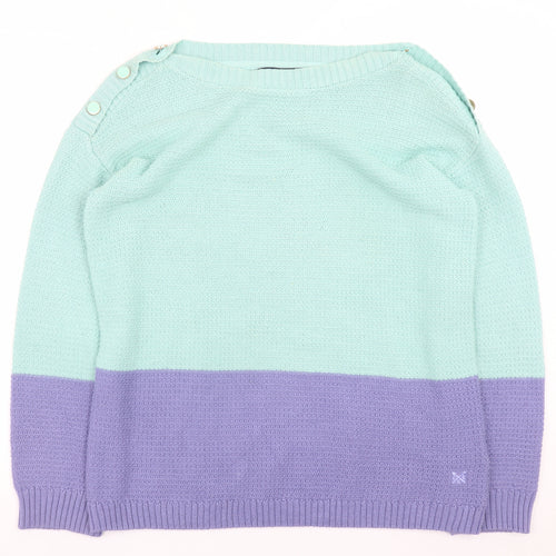 Crew Clothing Women Mint & Lilac Button Shoulder Jumper Size 12