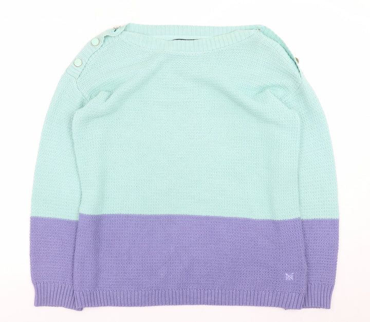 Crew Clothing Women Mint & Lilac Button Shoulder Jumper Size 12