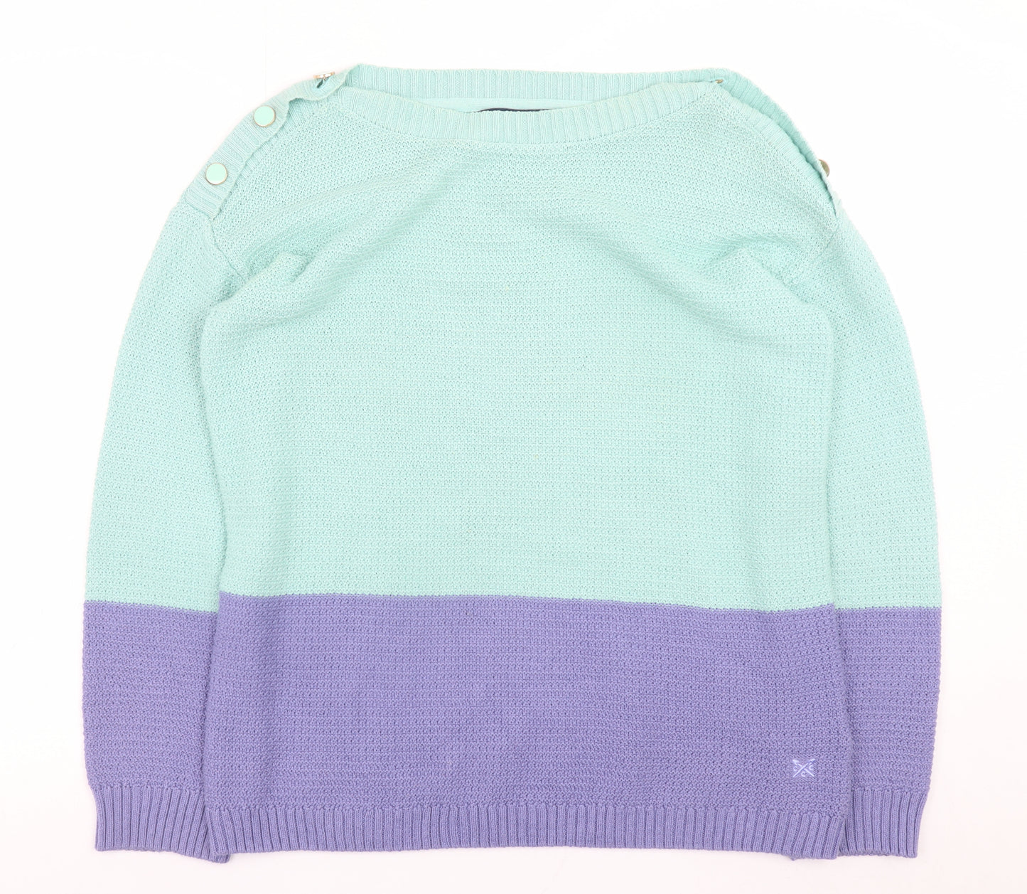 Crew Clothing Women Mint & Lilac Button Shoulder Jumper Size 12
