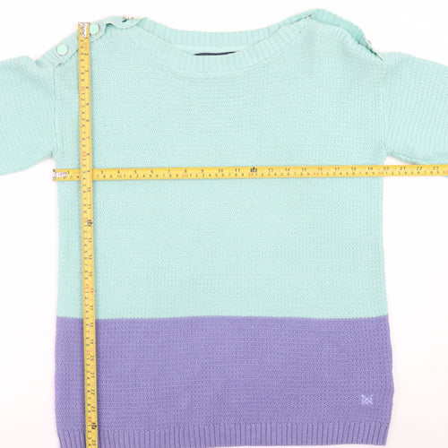 Crew Clothing Women Mint & Lilac Button Shoulder Jumper Size 12