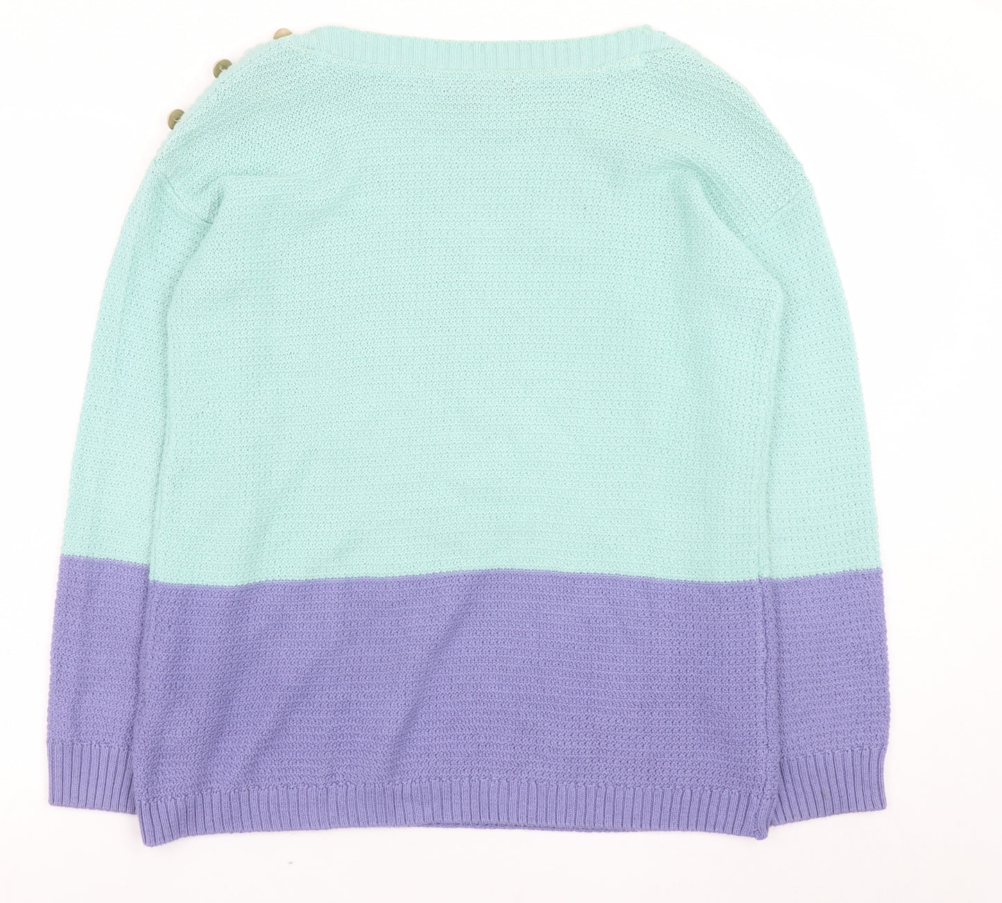 Crew Clothing Women Mint & Lilac Button Shoulder Jumper Size 12