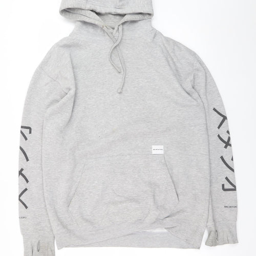 MKI Miyuki Zoku Mens Grey L Pullover Hoodie Graphic Print Streetwear