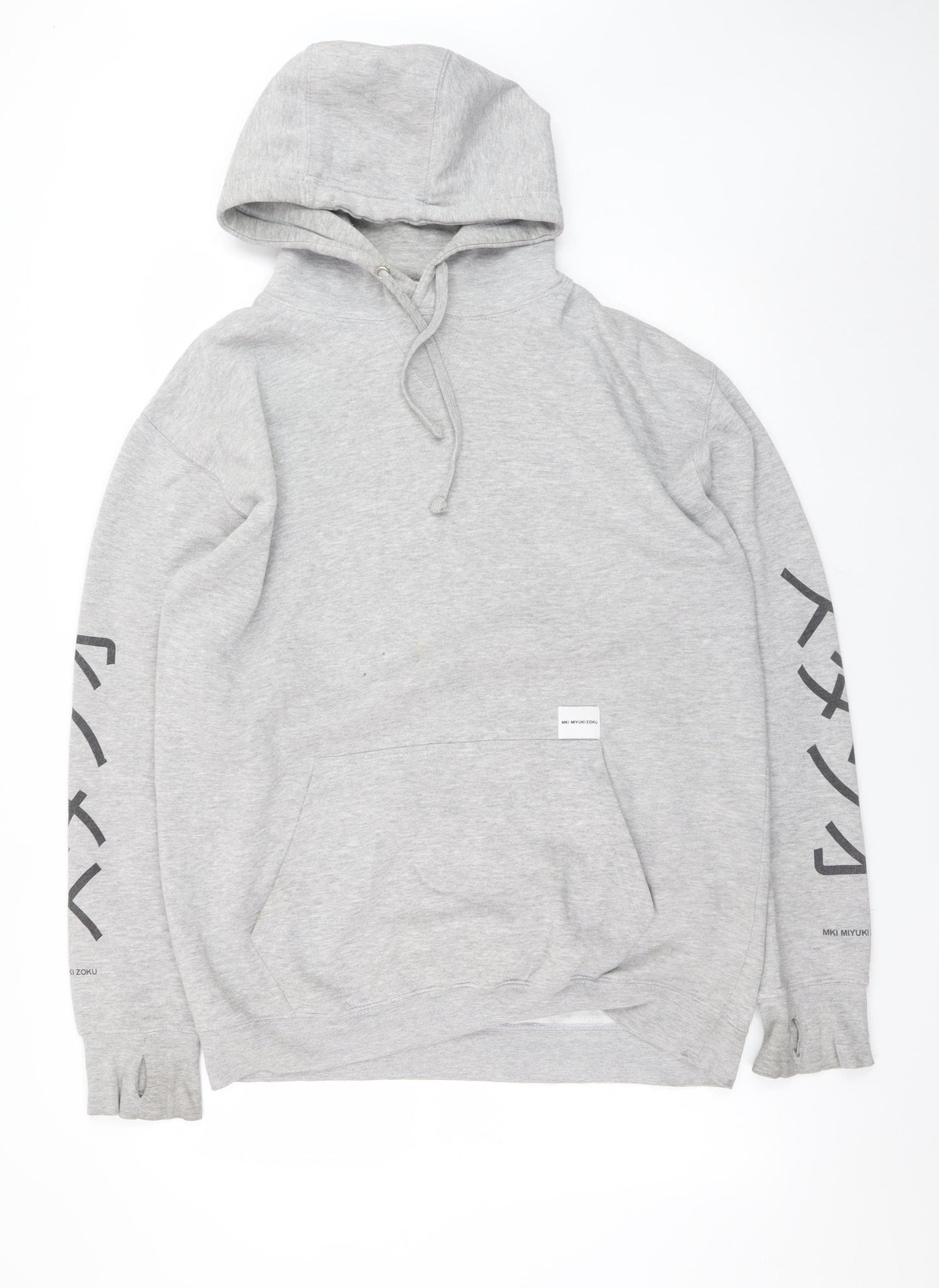 MKI Miyuki Zoku Mens Grey L Pullover Hoodie Graphic Print Streetwear